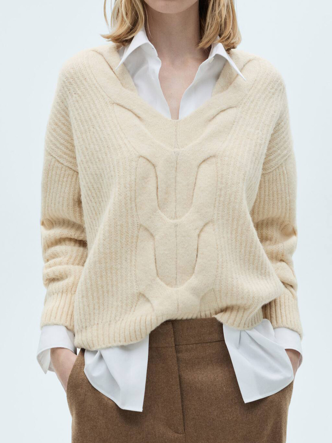 MANGO Ribbed Braided Pullover