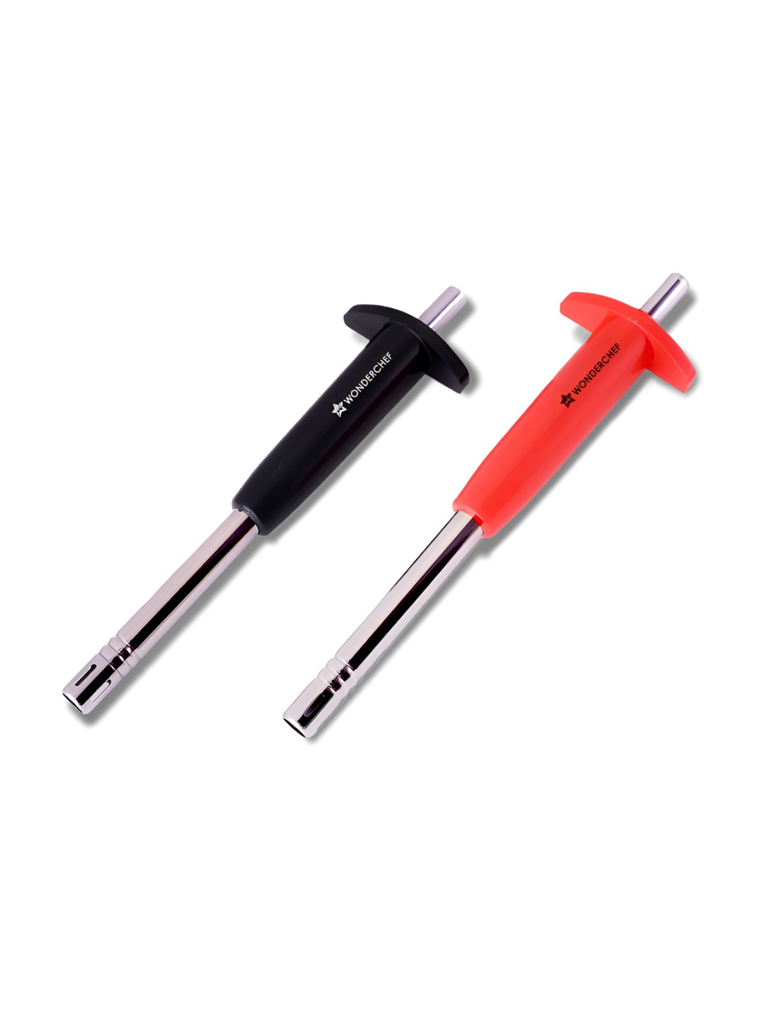 Wonderchef Silver-Toned & Red 2 Pieces Stainless Steel Gas Lighters