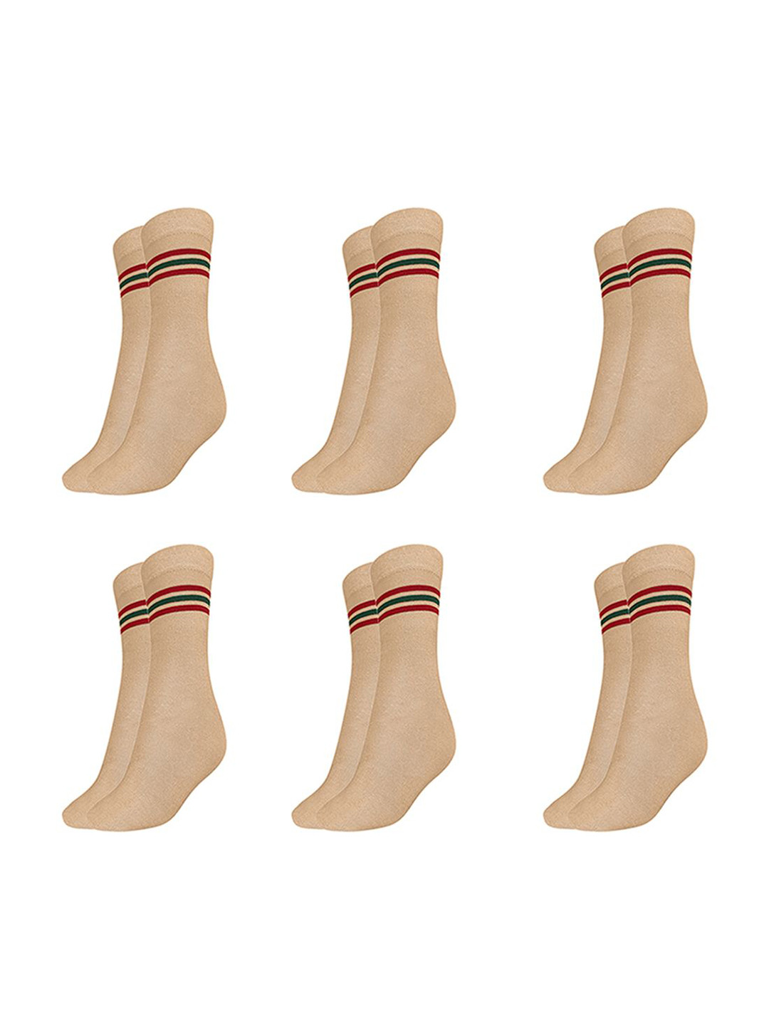 MUKHAKSH Boys Pack Of 6 Striped DAV Calf Length Socks