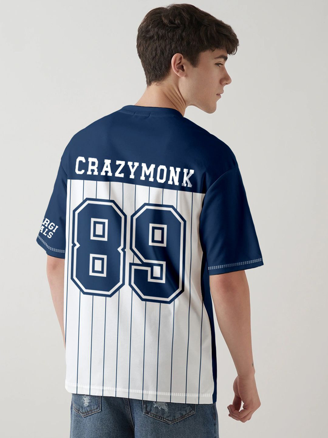 Crazymonk Oversized Brooklyn Typography Printed Cotton T-Shirt