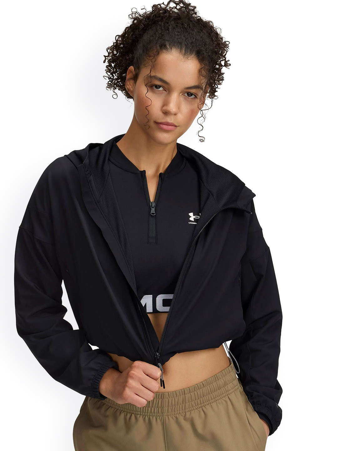 UNDER ARMOUR Women UA Unstoppable Woven Cropped Hooded Sporty Jacket