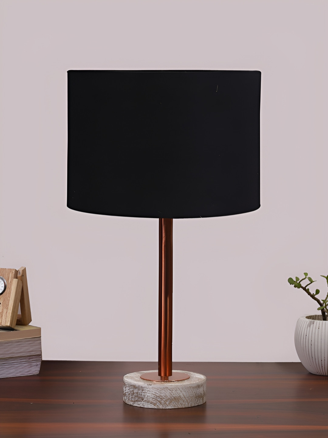 Aura Black Metal Cylindrical Shaped Table Lamp