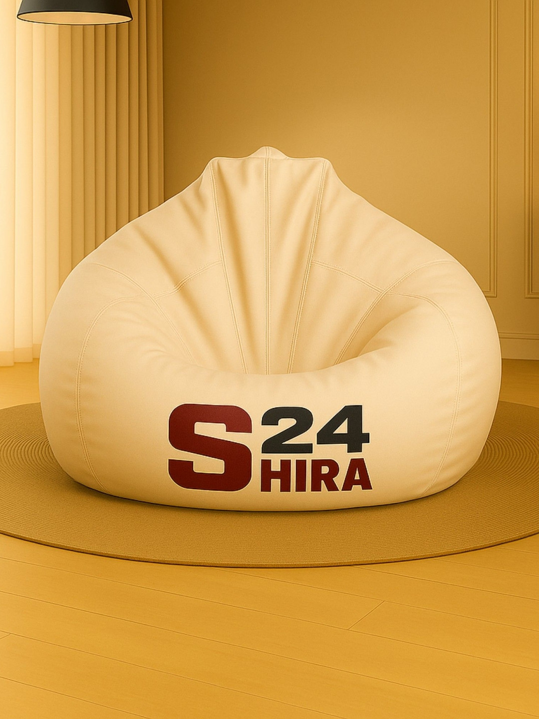 SHIRA 24 Cream Color & Black Tear Drop Bean Bag Cover Without Beans