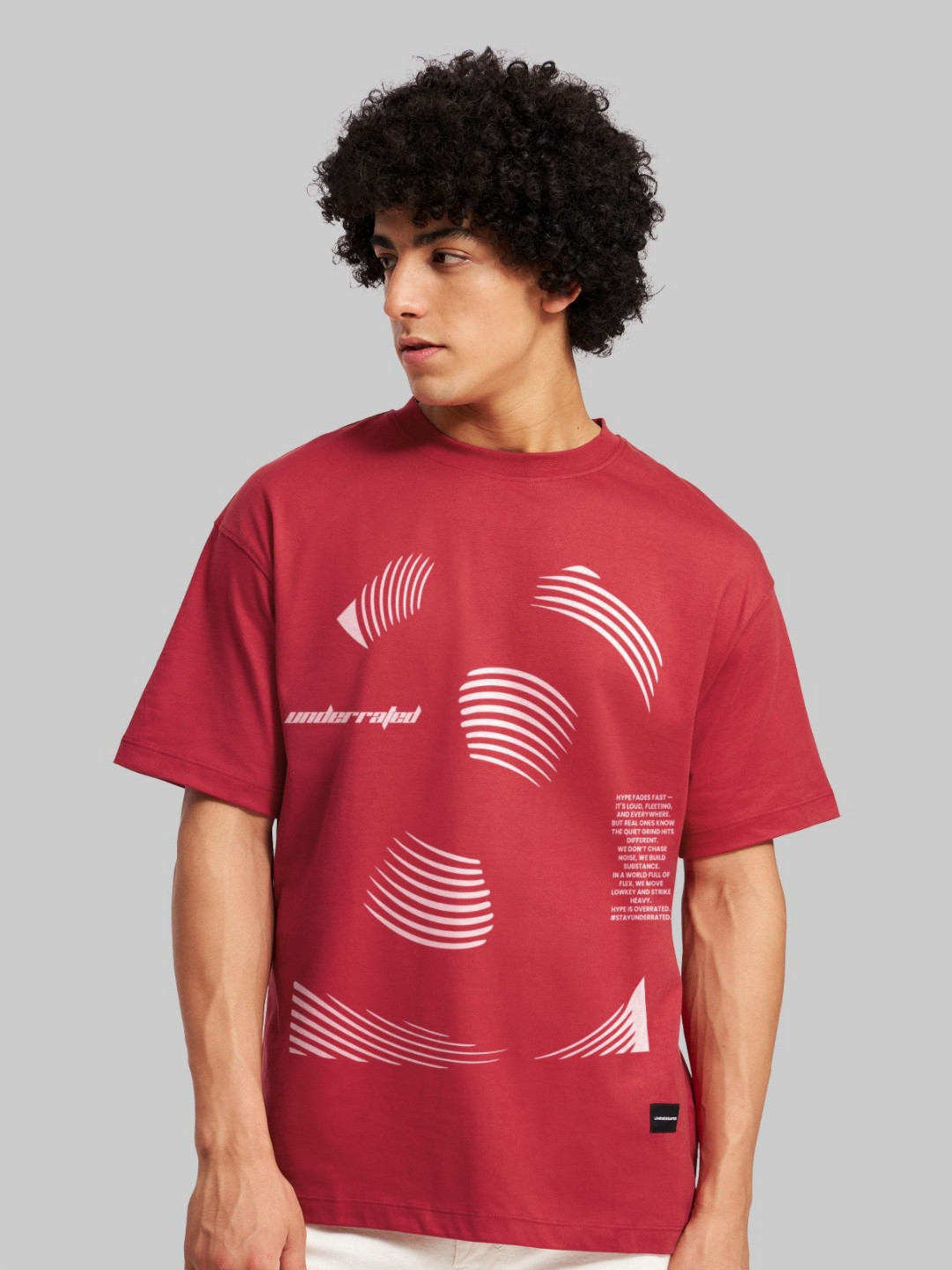 Underrated Club Men Bio Finish Abstract Printed Round Neck Cotton Relaxed Fit T-shirt