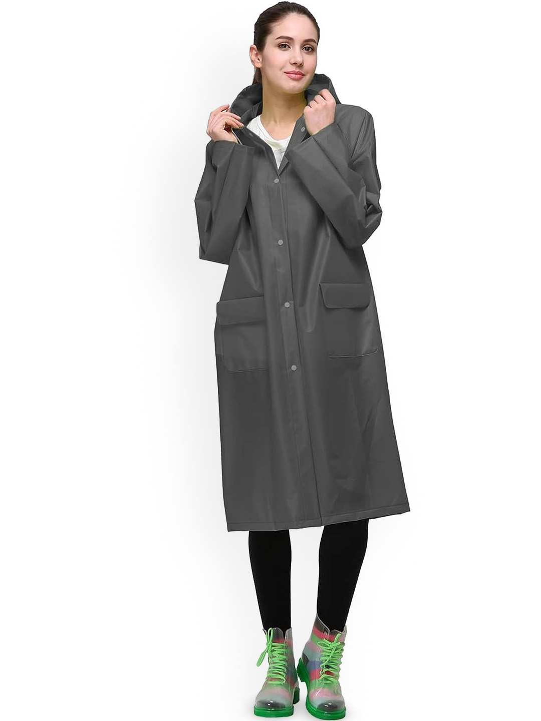 Alexvyan Water-Resistant Reusable Hooded Rain Jacket
