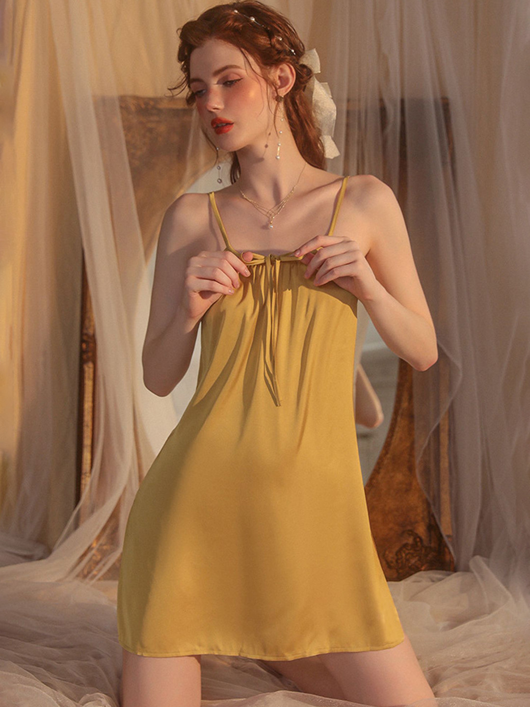 LULU & SKY Women Strappy Side Slit Tie-Ups Baby Dolls