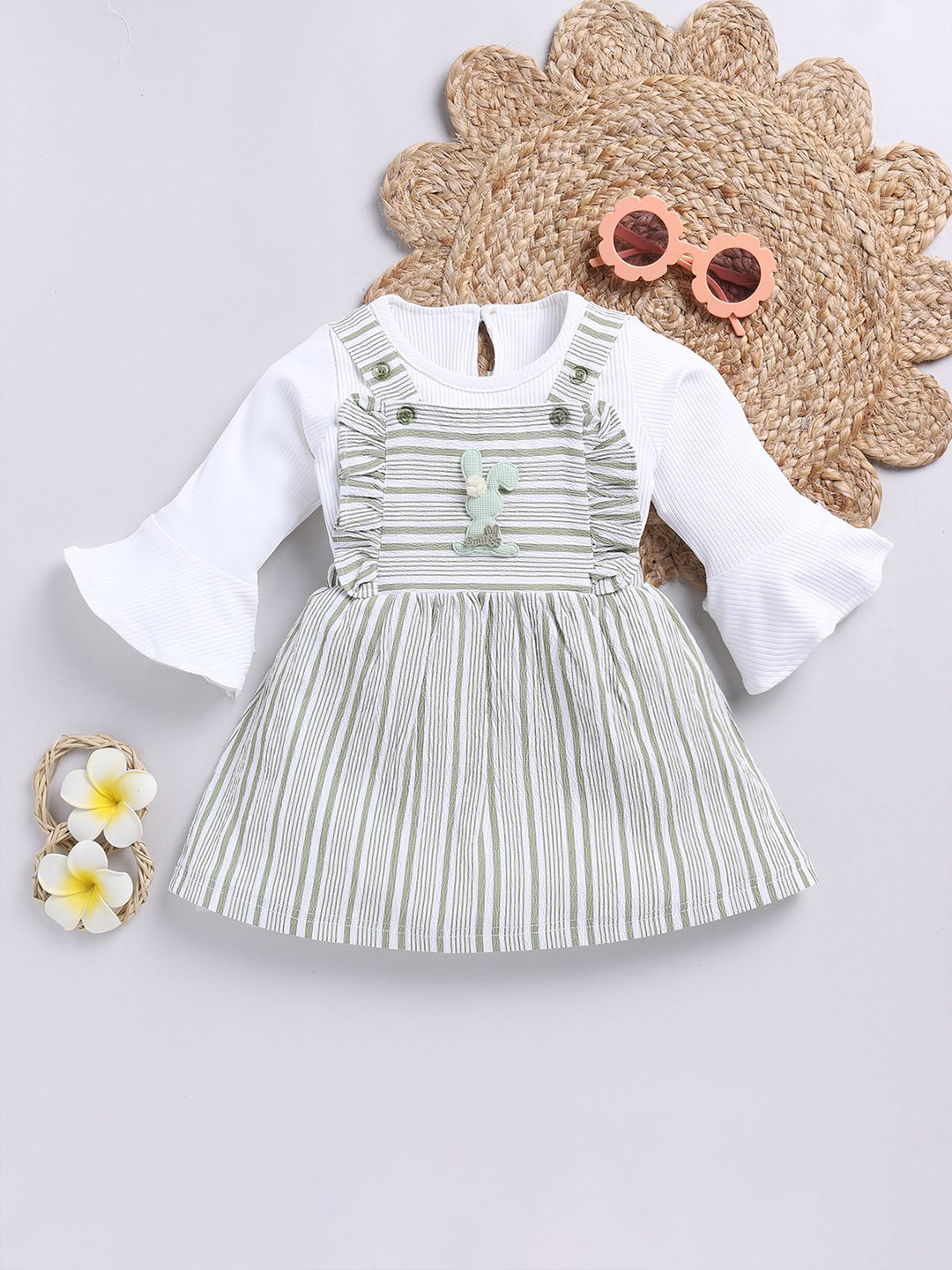 LACKii DOLL Girls Striped Pinafore Dress