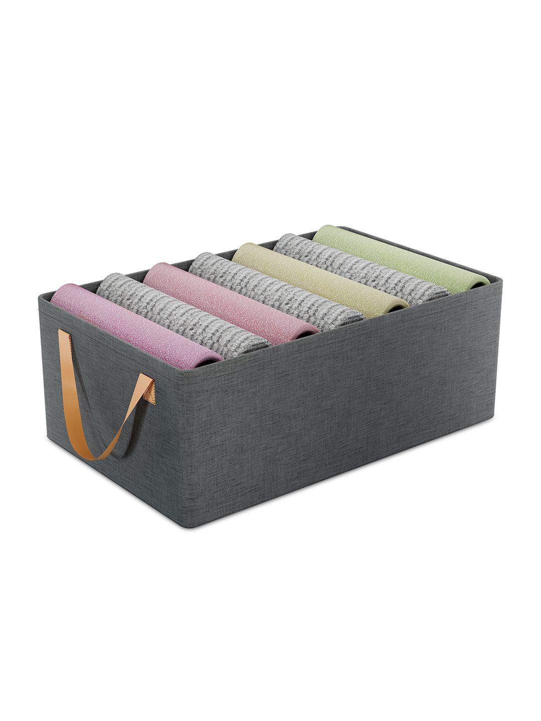 Aura Grey Foldable Cloth Storage Box with Steel Frame & Sturdy Handle Drawer Organiser