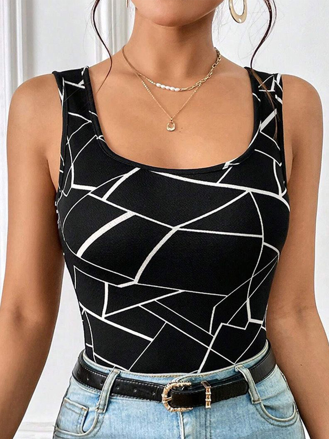 JC Mode Geometric Print Tank Top