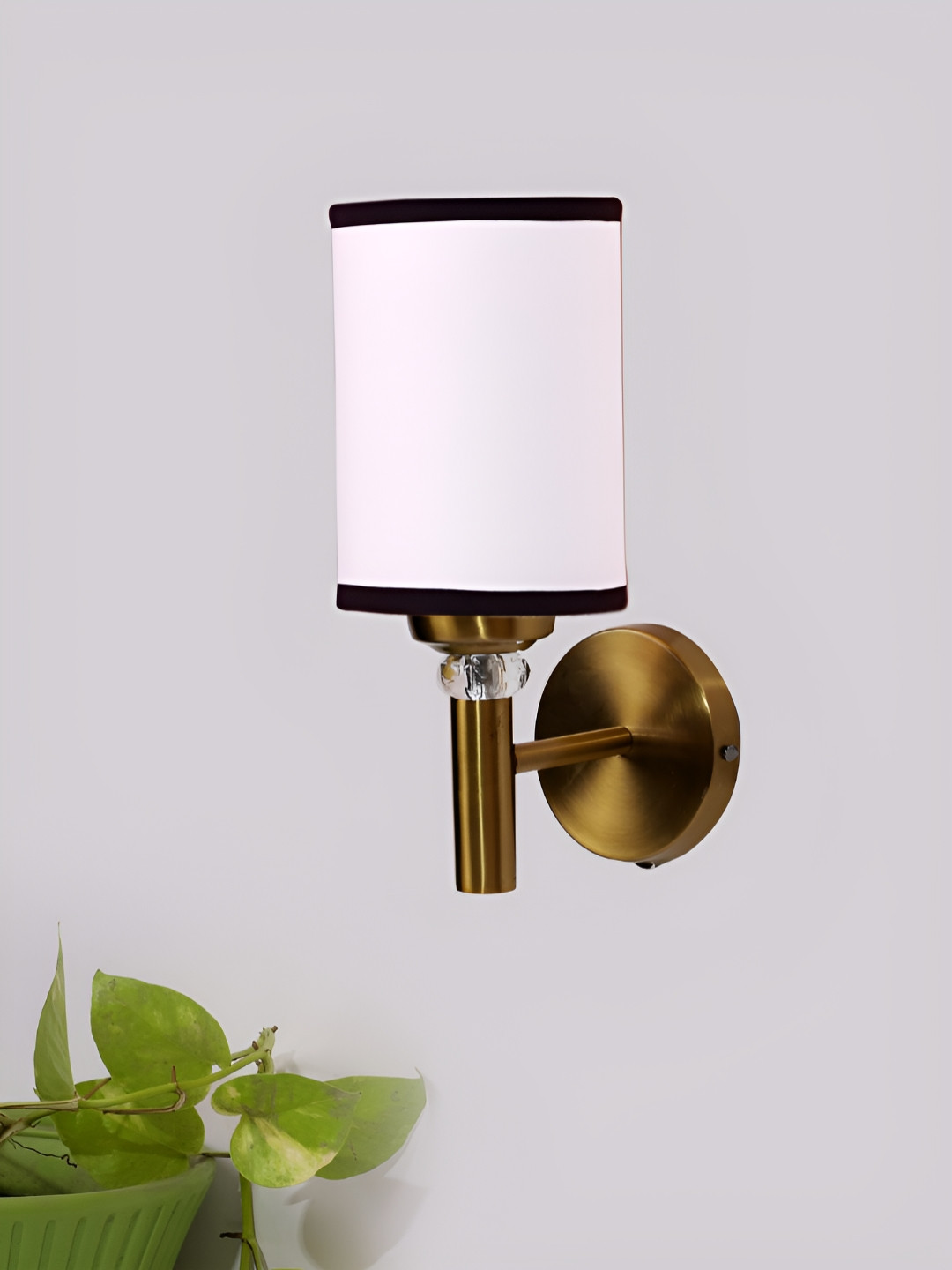 Devansh White & Black Antique Gold Wall Lamp With Shade