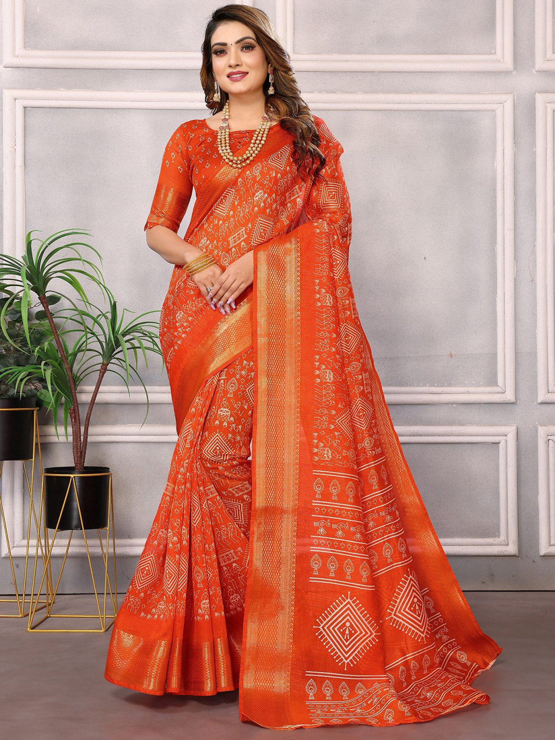 Moda Rapido Ethnic Motifs Half and Half Saree