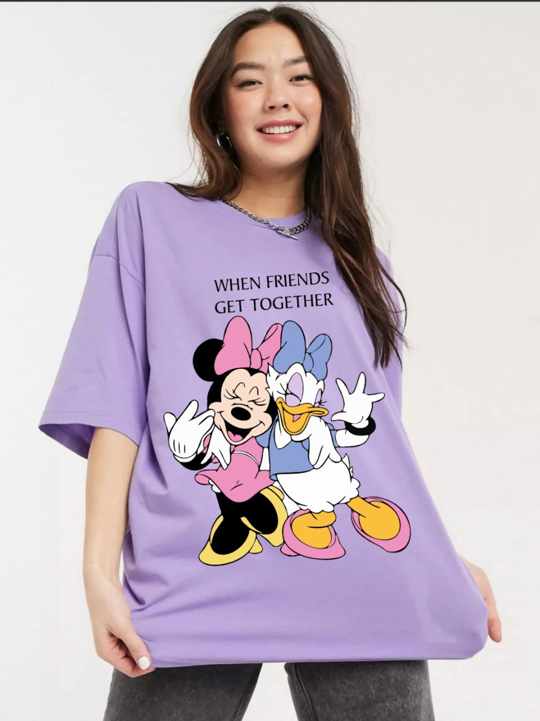 RAYACLOSET Women Printed Drop-Shoulder Sleeves  Oversized T-shirt