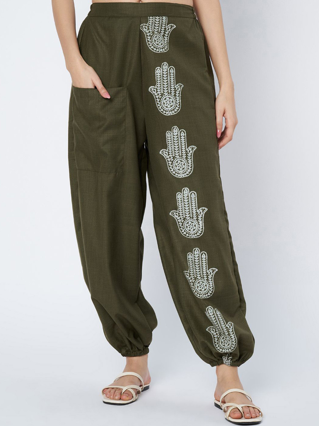 9rasa Cotton Placement Print Harem Pant