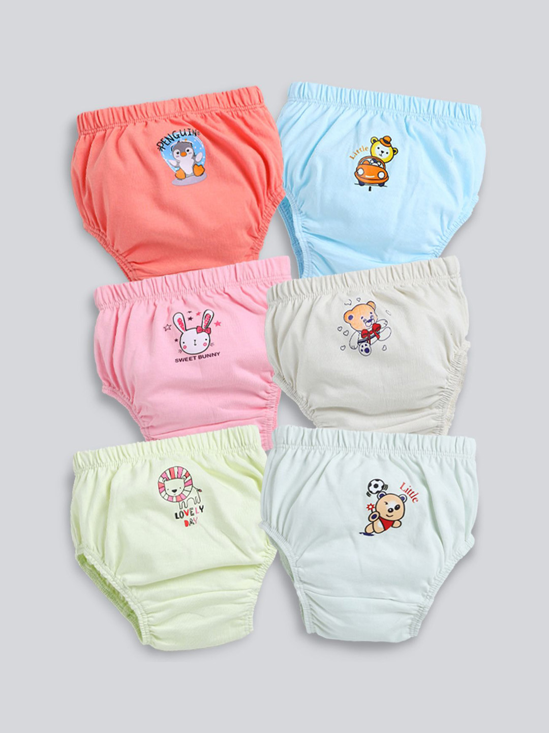 MooNKids Kids Pack Of 6 Printed Pure Cotton Basic Bloomers R1-MK_Bloomer_69