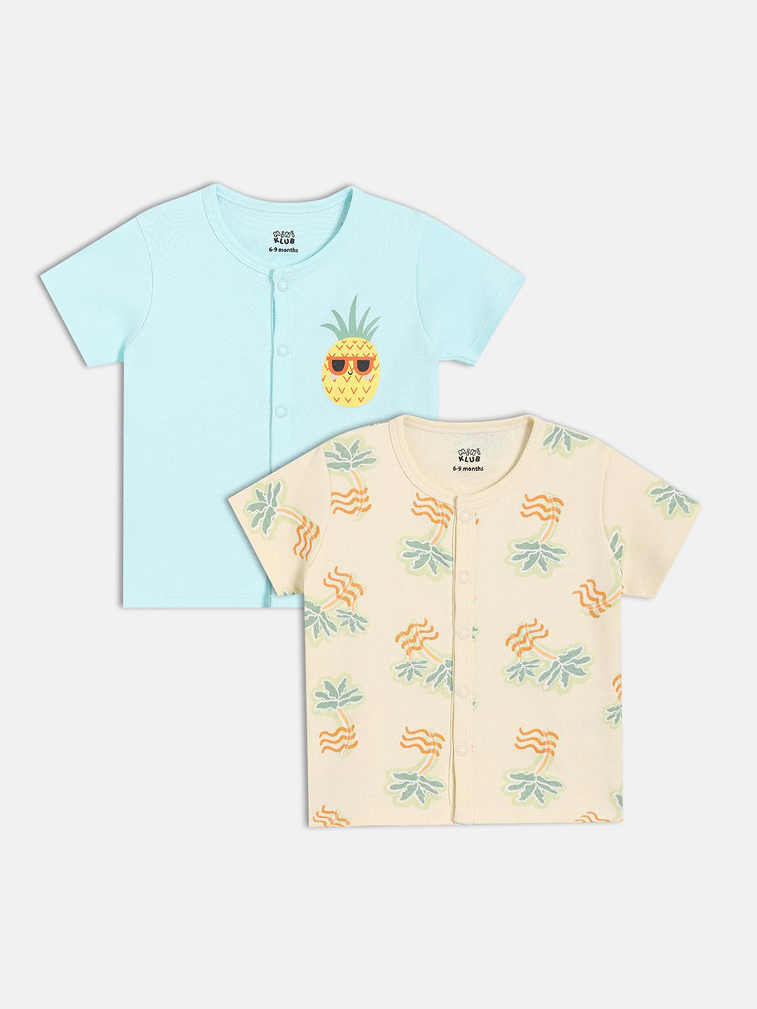 MINI KLUB Boys Pack Of 2 Half Sleeves Tree Printed Front Open Innerwear Vests