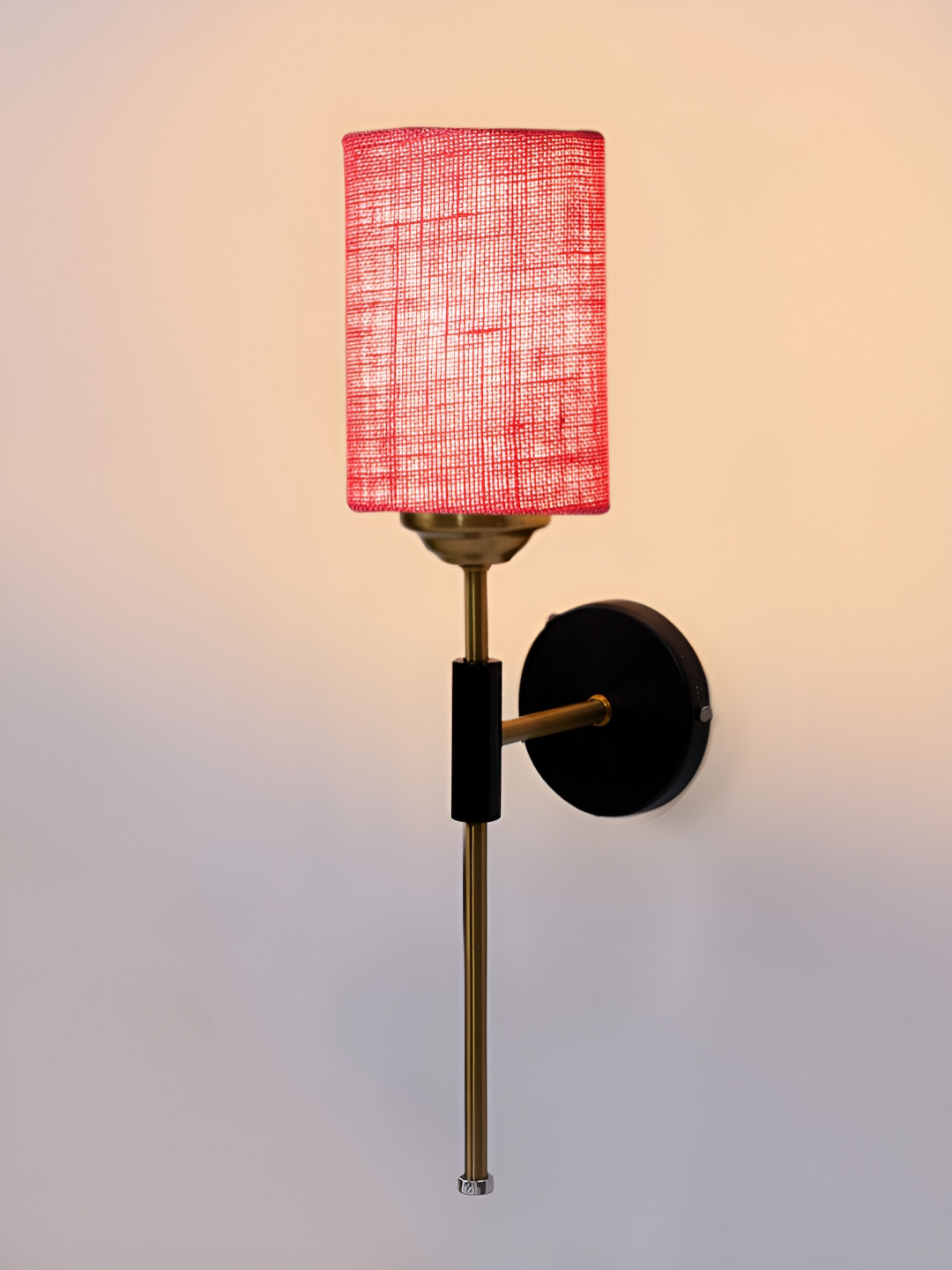 Devansh Pink & Black Metal Traditional Cylinder Shaped Wall Lamp