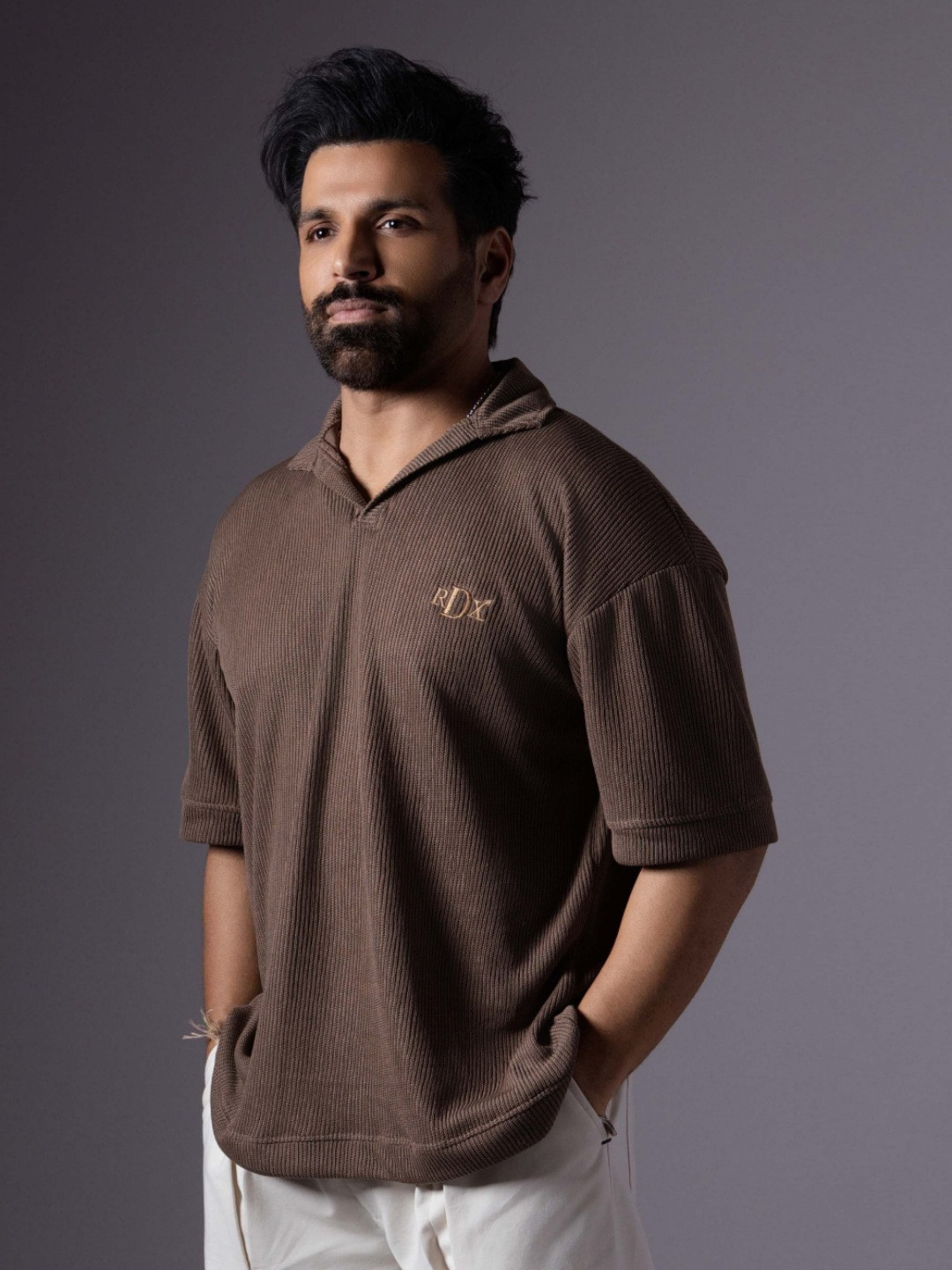 HOP HEAD Men Polo Collar Applique T-shirt