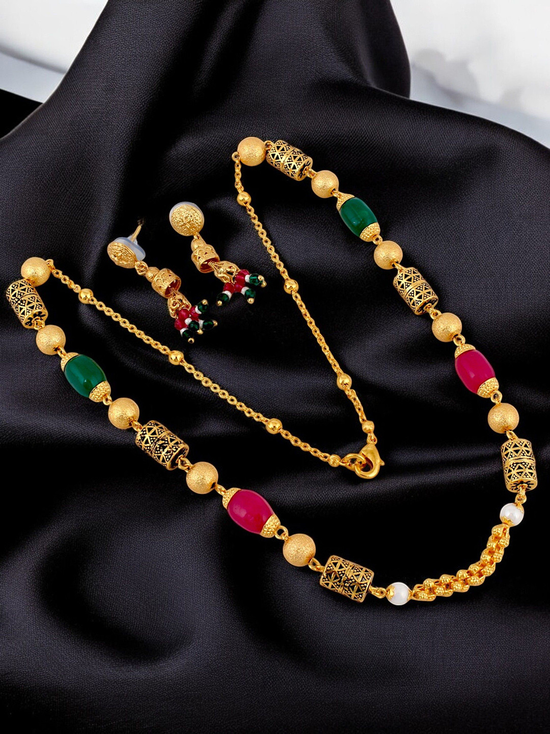 LUCKY JEWELLERY Gold-Plated Long Jewellery Set