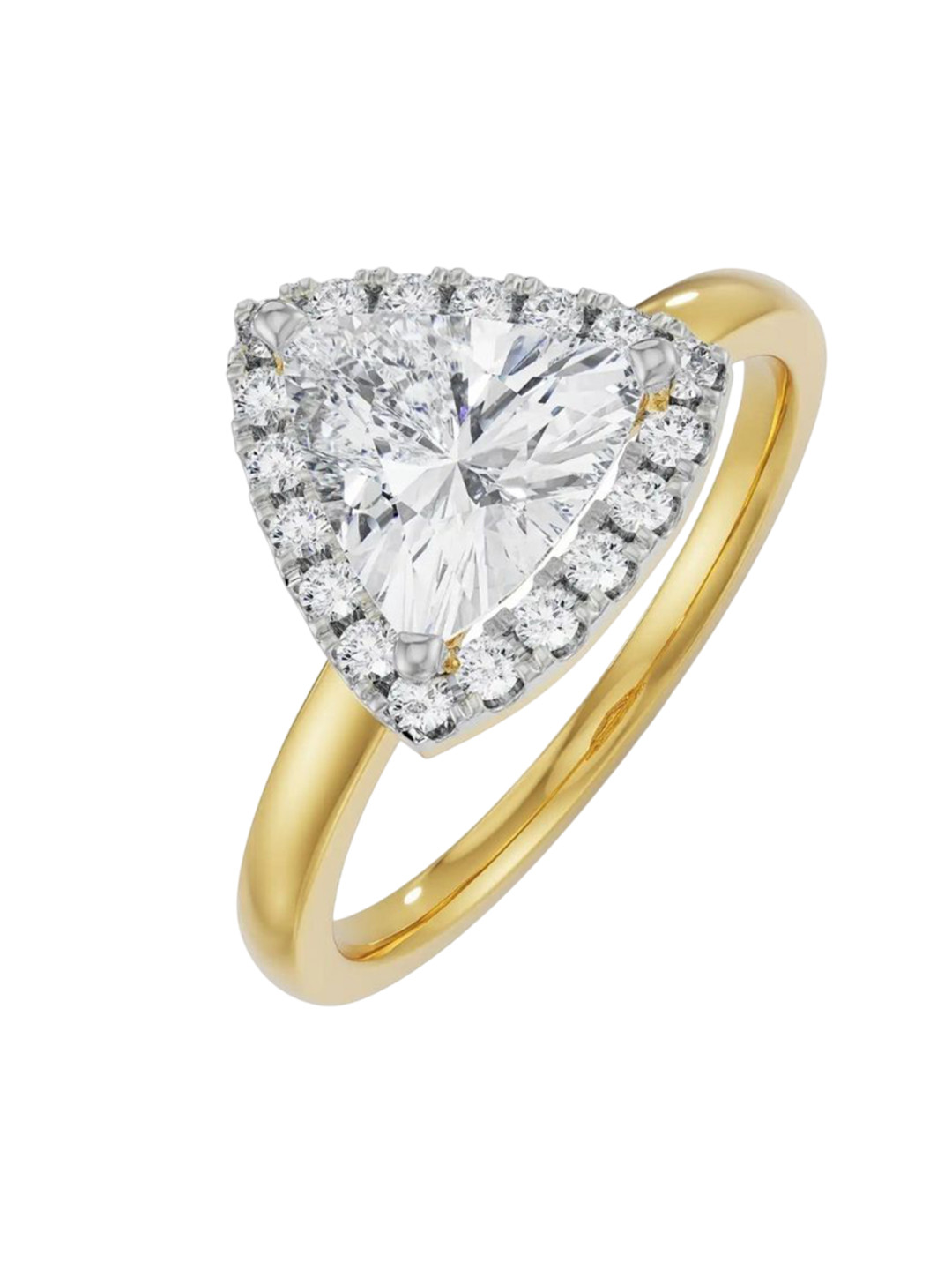 Emori Trio Halo Engagement Lab Diamond Ring in 18KT Gold