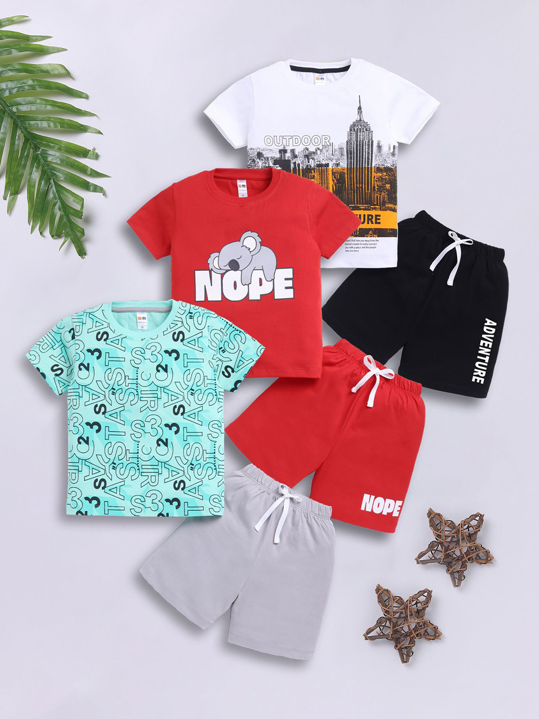 LITTLE NINJA Boys Printed T-shirt with Shorts