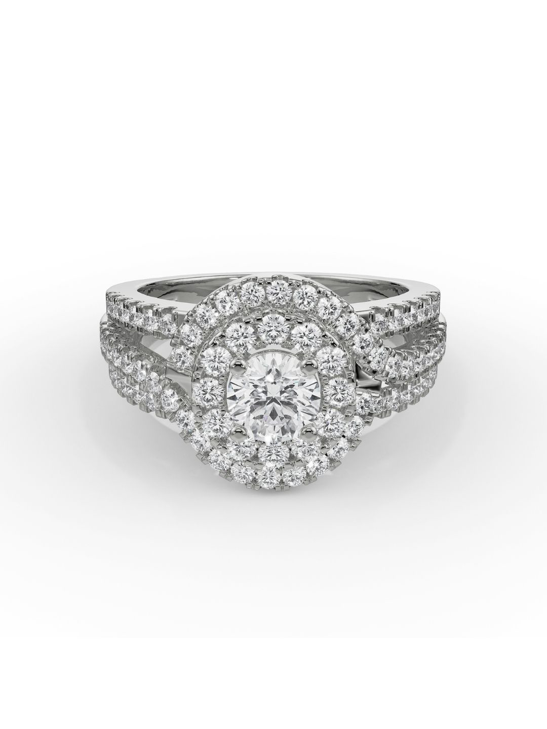 Emori Duo Halo Engagement Lab Diamond Ring in 18KT Gold