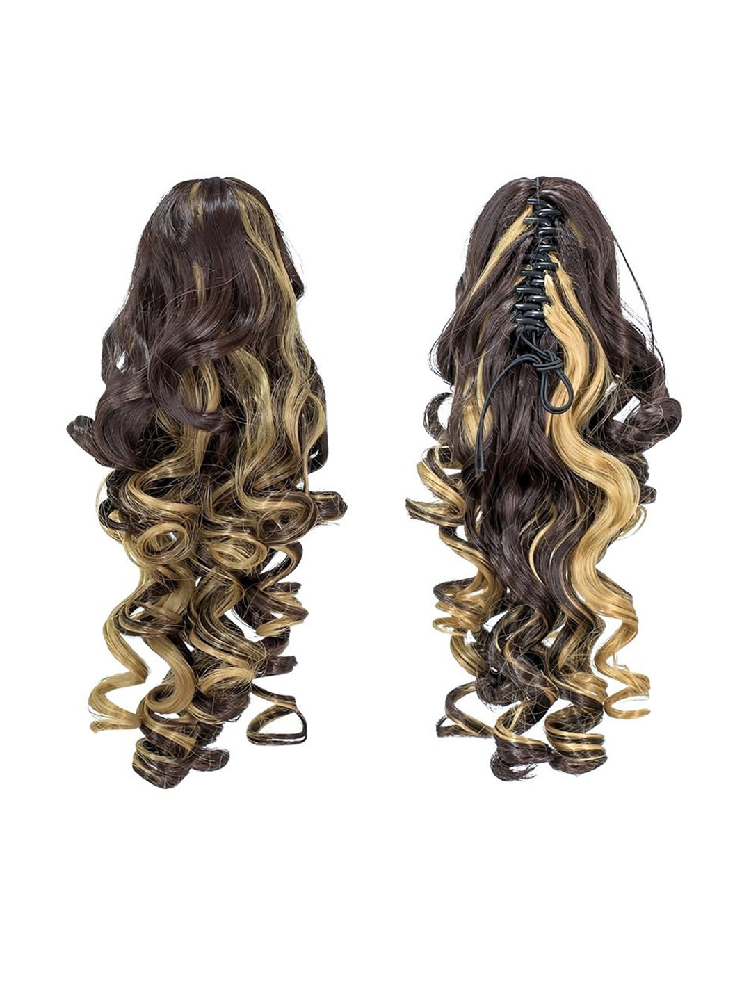 D-Divine Curly Clip-In Ponytail Hair Extension - Golden Highlighted