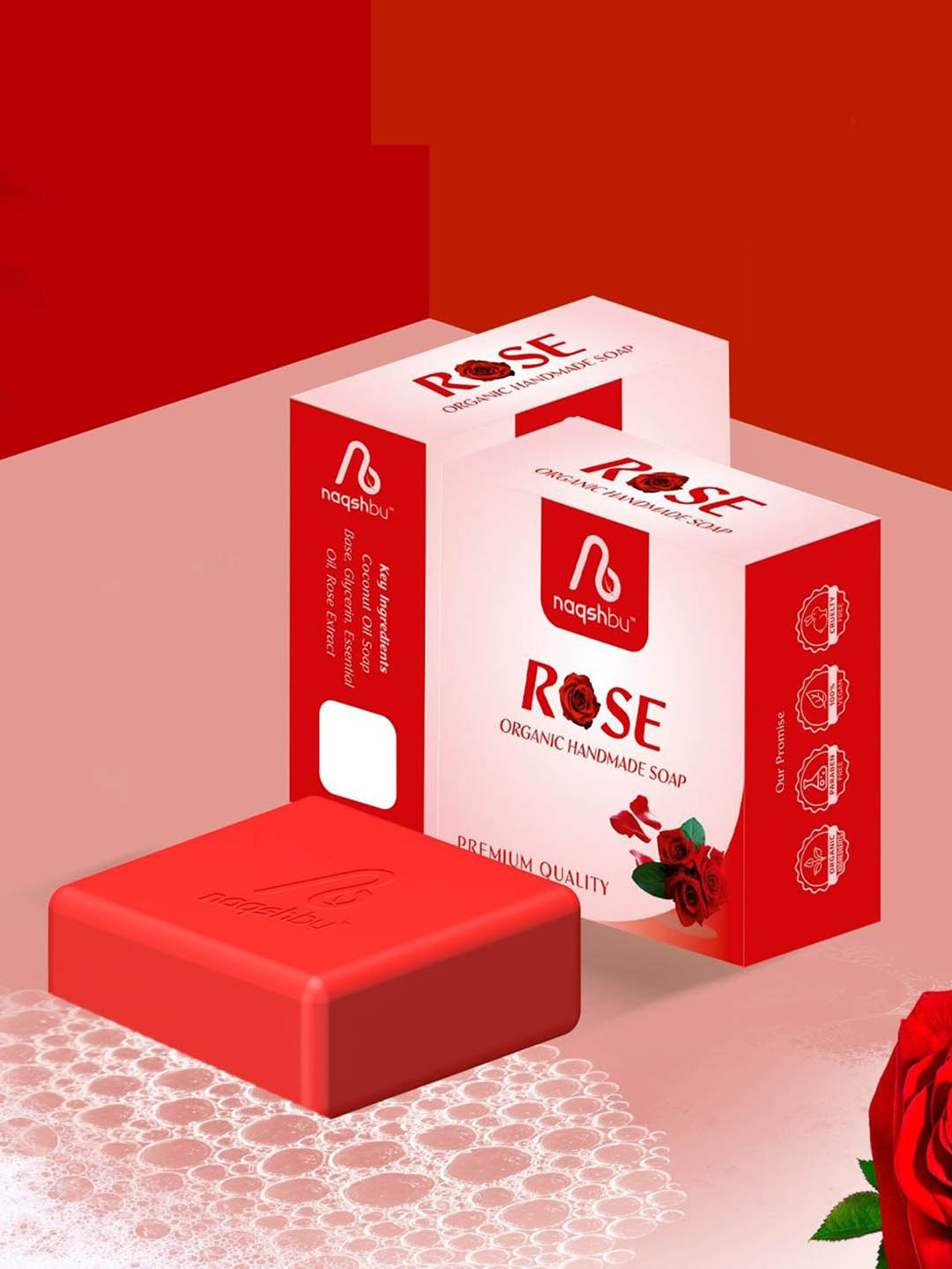 Naqshbu Rose Premium Quality Organic Soap For Anti-Ageing- 100 g