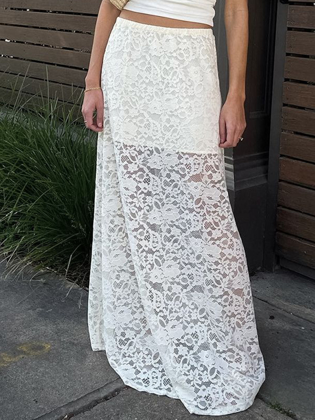 LULU & SKY A-Line Lace Maxi Skirt