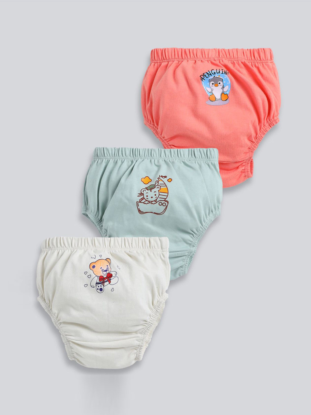 MooNKids Kids Pack Of 3 Printed Pure Cotton Basic Bloomers R1-MK_Bloomer_318