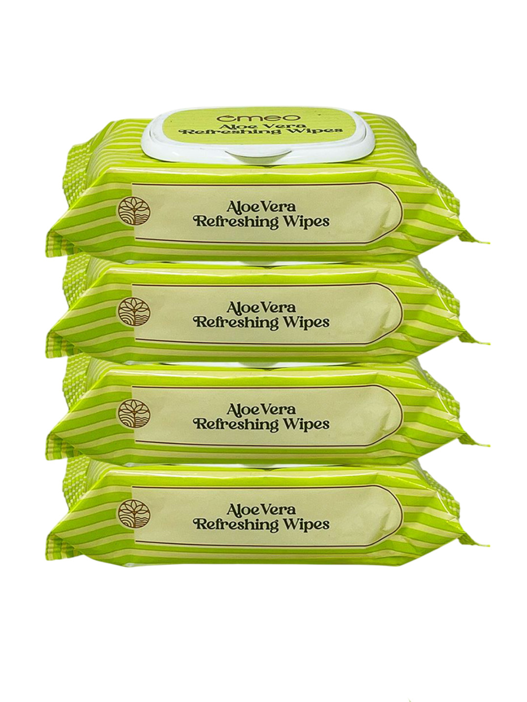 Omeo Set Of 4 Aloe Vera Refreshing Alcohol Free Face Wipe - 25 Wipes Each