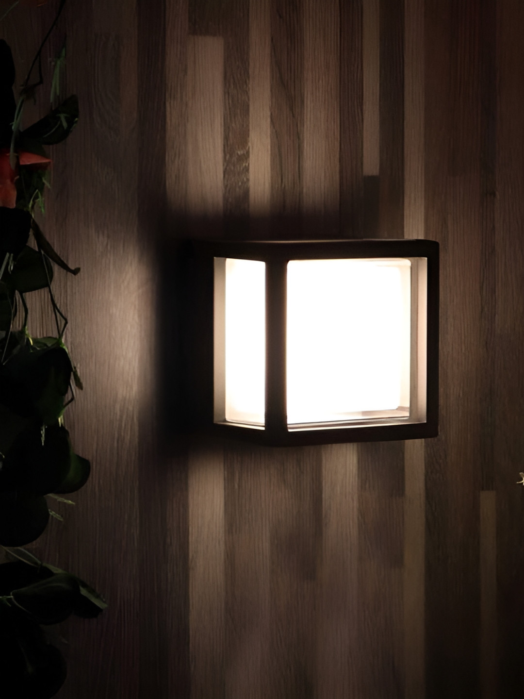 GAUVIK Grey & Brown Metal Square Shaped Waterproof Wall Lamp