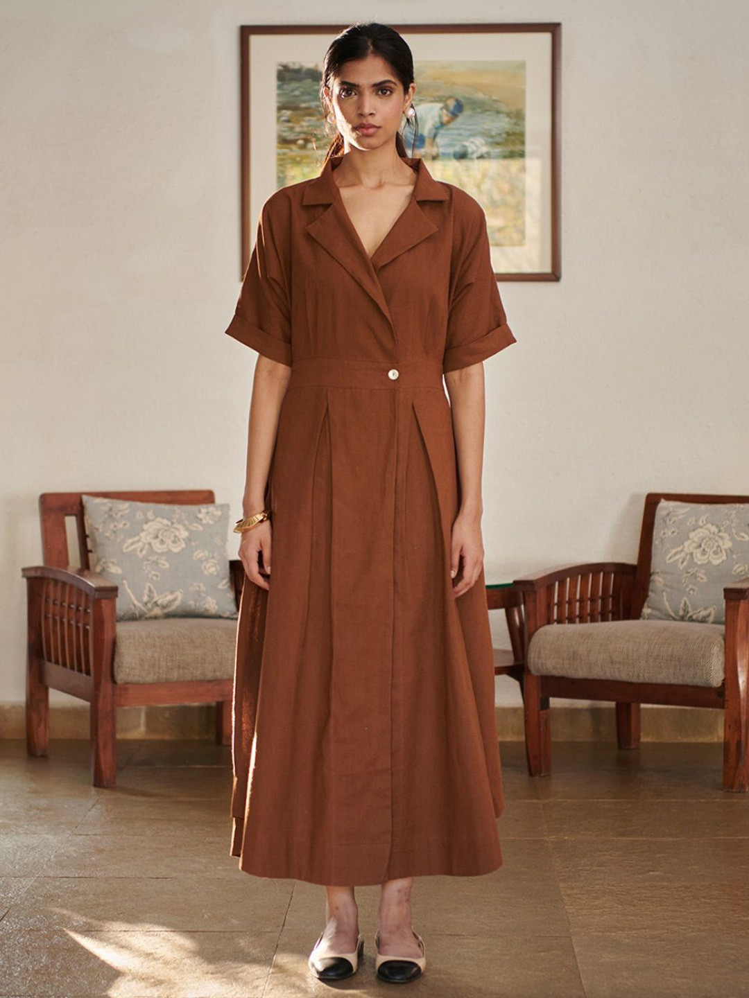 Saphed Solid A-Line Maxi Dress