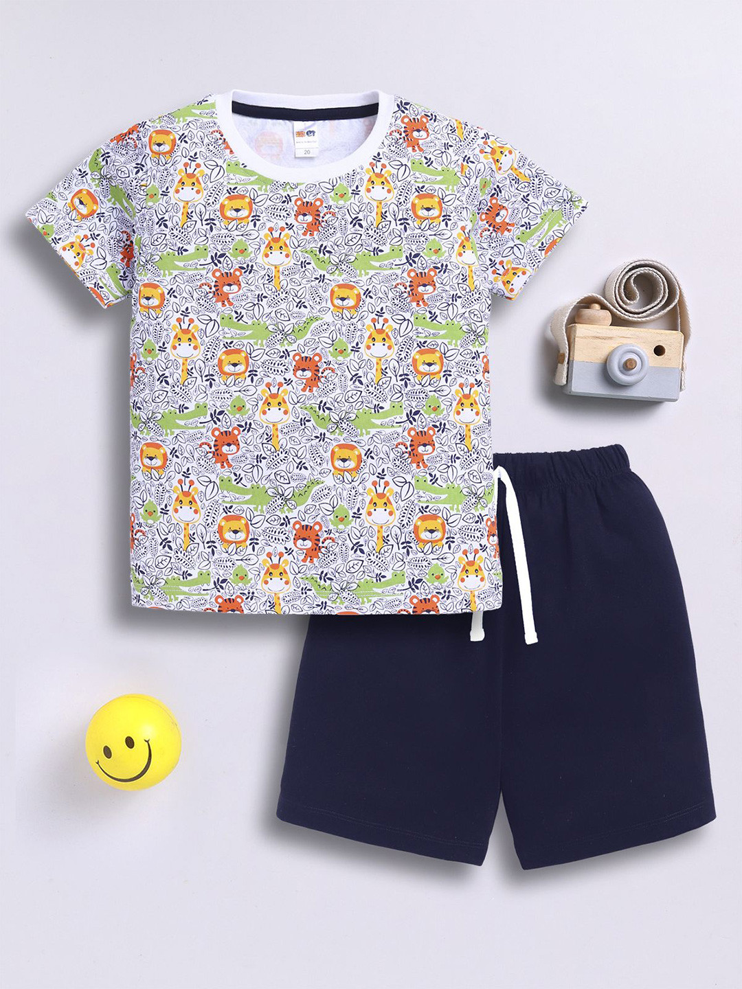 LITTLE NINJA  Boys Printed Round Neck T-shirt With Shorts  Boys Printed Clothing Set