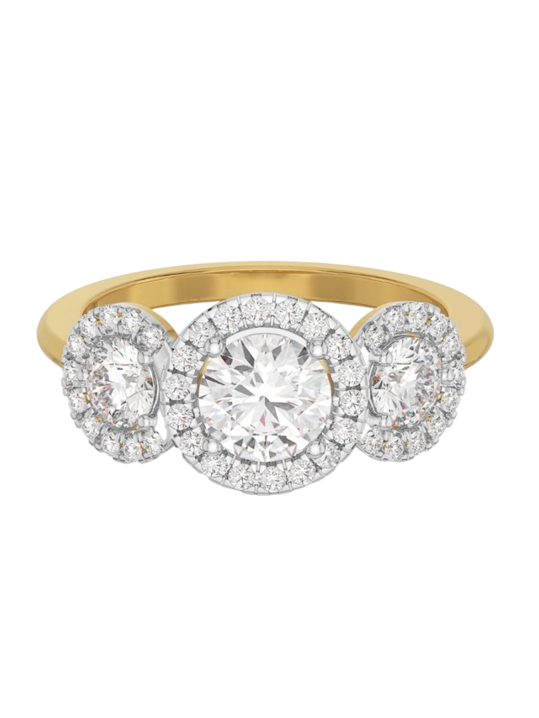 Emori Trio Round Brilliant Engagement Lab Diamond in 14KT Gold Ring