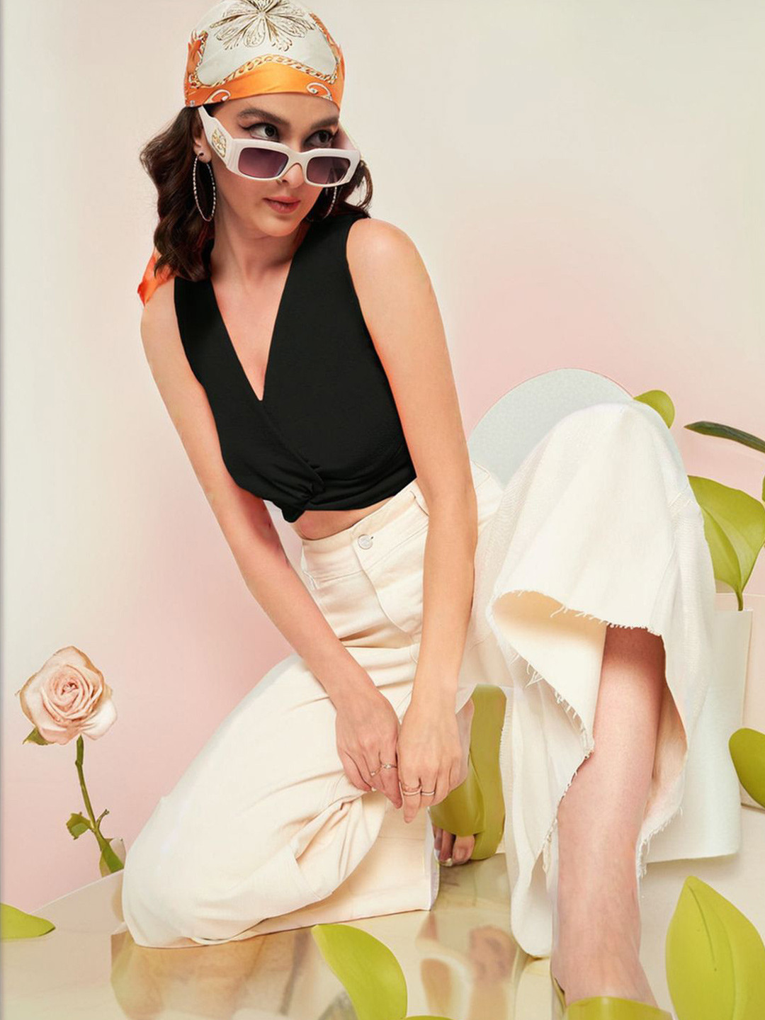 Istyle Can Blouson Crop Top