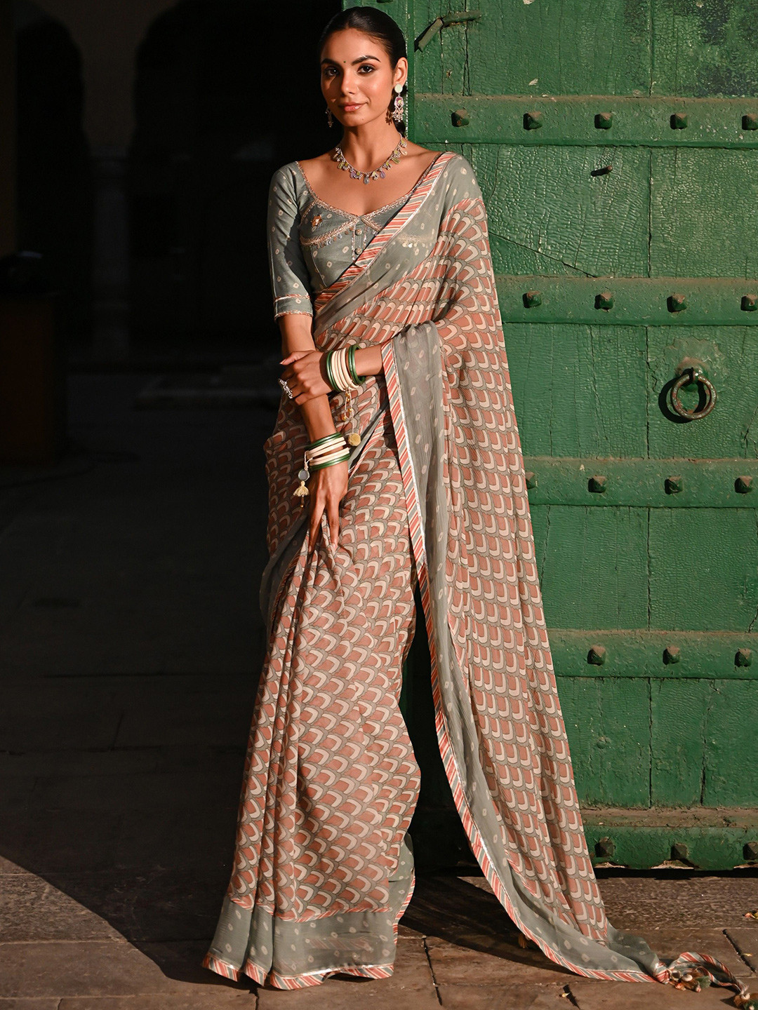 Baise Gaba Gotta Patti Silk Blend Chanderi Saree
