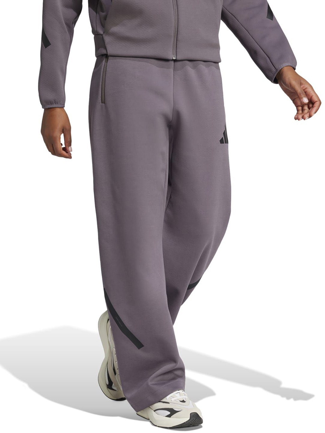 ADIDAS Z.N.E. Women Brand Logo Printed  Relaxed Fit Mid Rise Track Pants