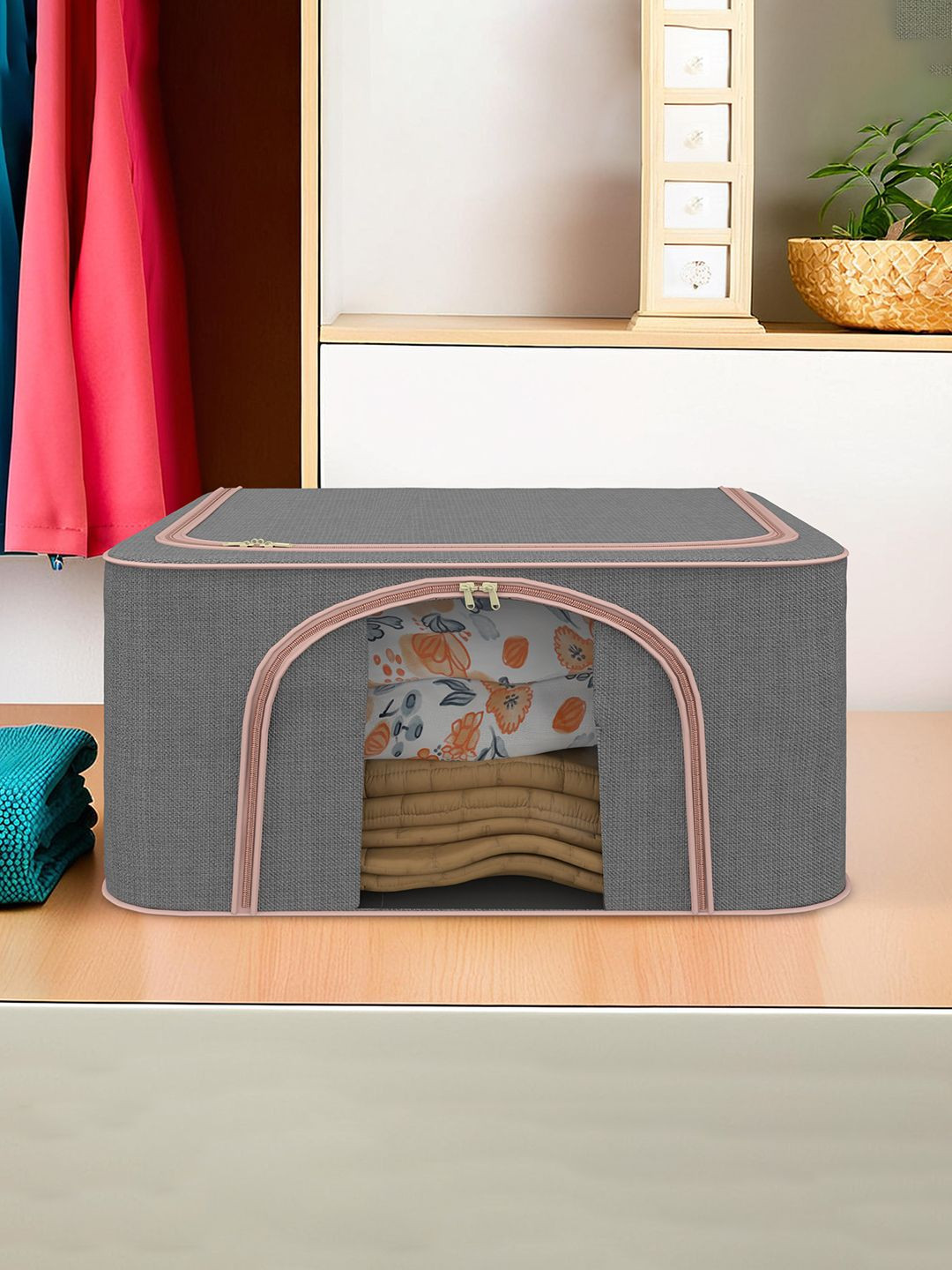 Aura Grey 66 Liter Foldable Cloth Storage Saree Cover Drawer Organiser