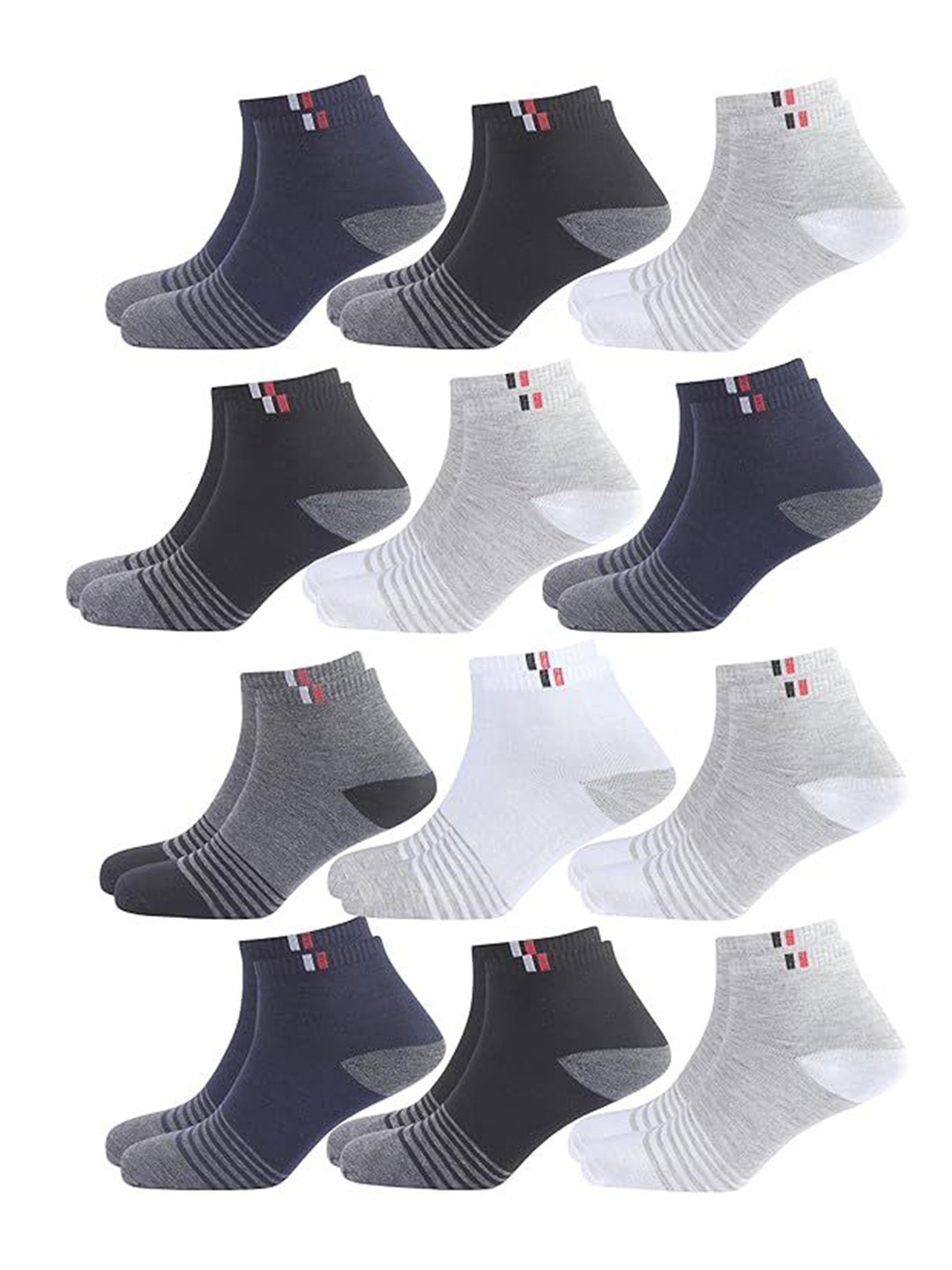 Sjeware Pack Of 12 Patterned Ankle Length Socks