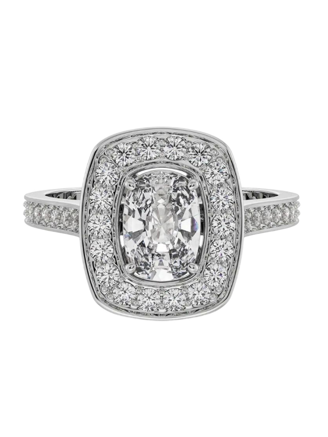 Emori Cushion Halo Solitaire Lab Diamond in 14KT Gold Ring