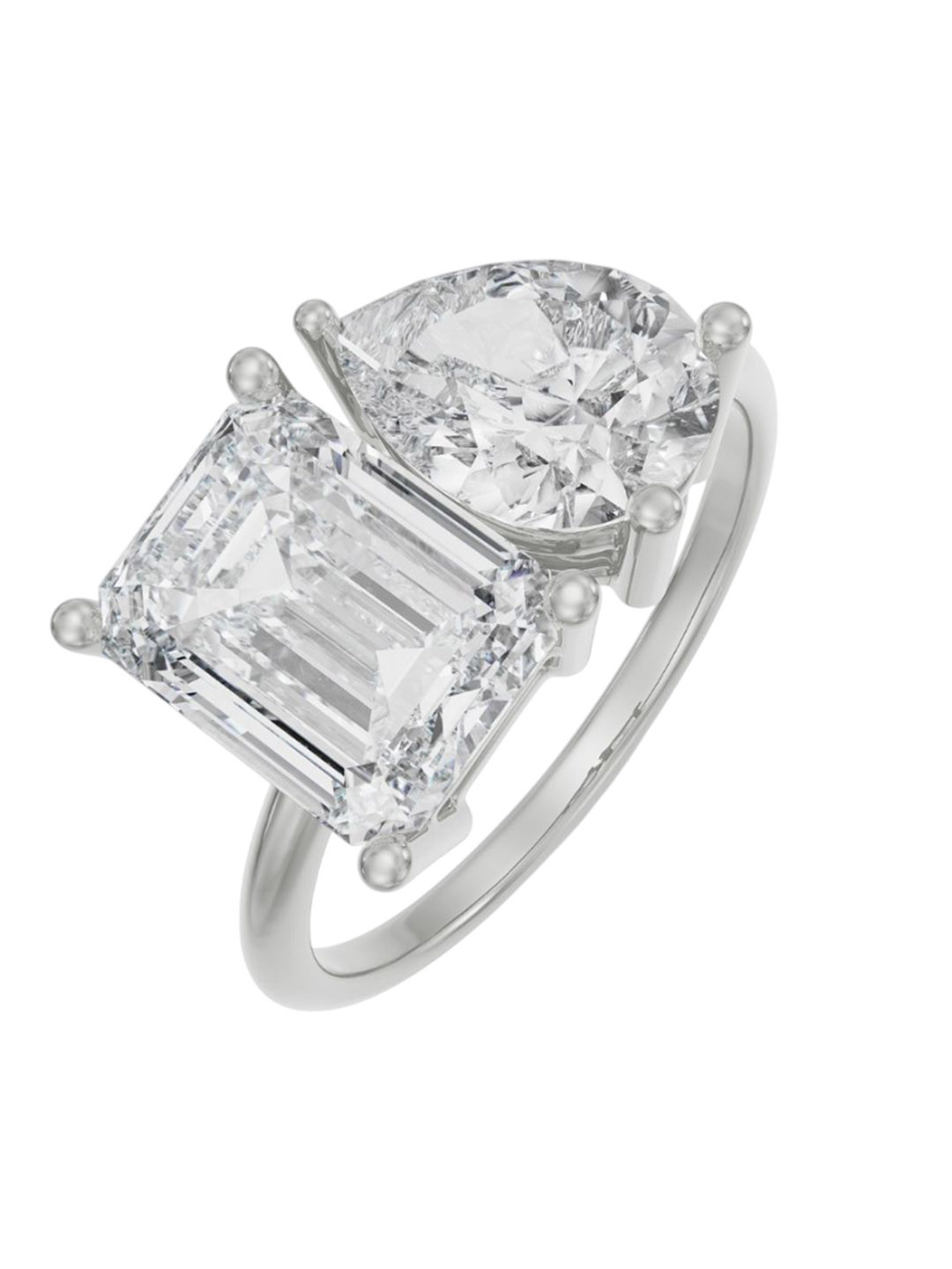 Emori Emerald and Pear Lab Diamond in 14KT Gold Ring