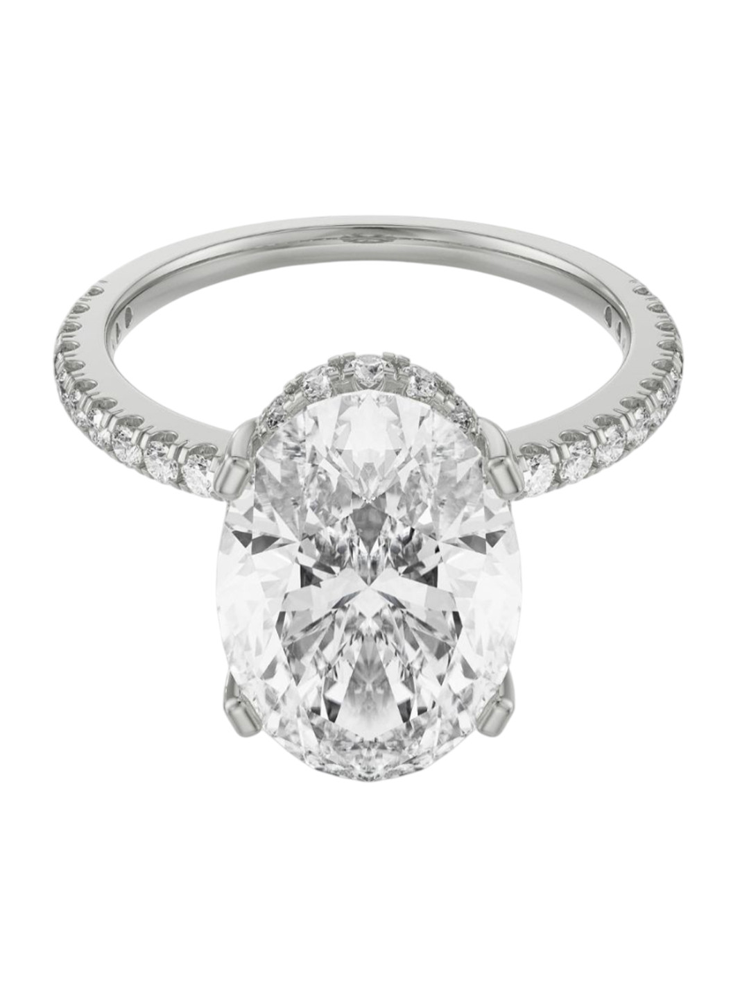 Emori Hidden Halo Oval Solitaire Lab Diamond Ring in 18KT Gold