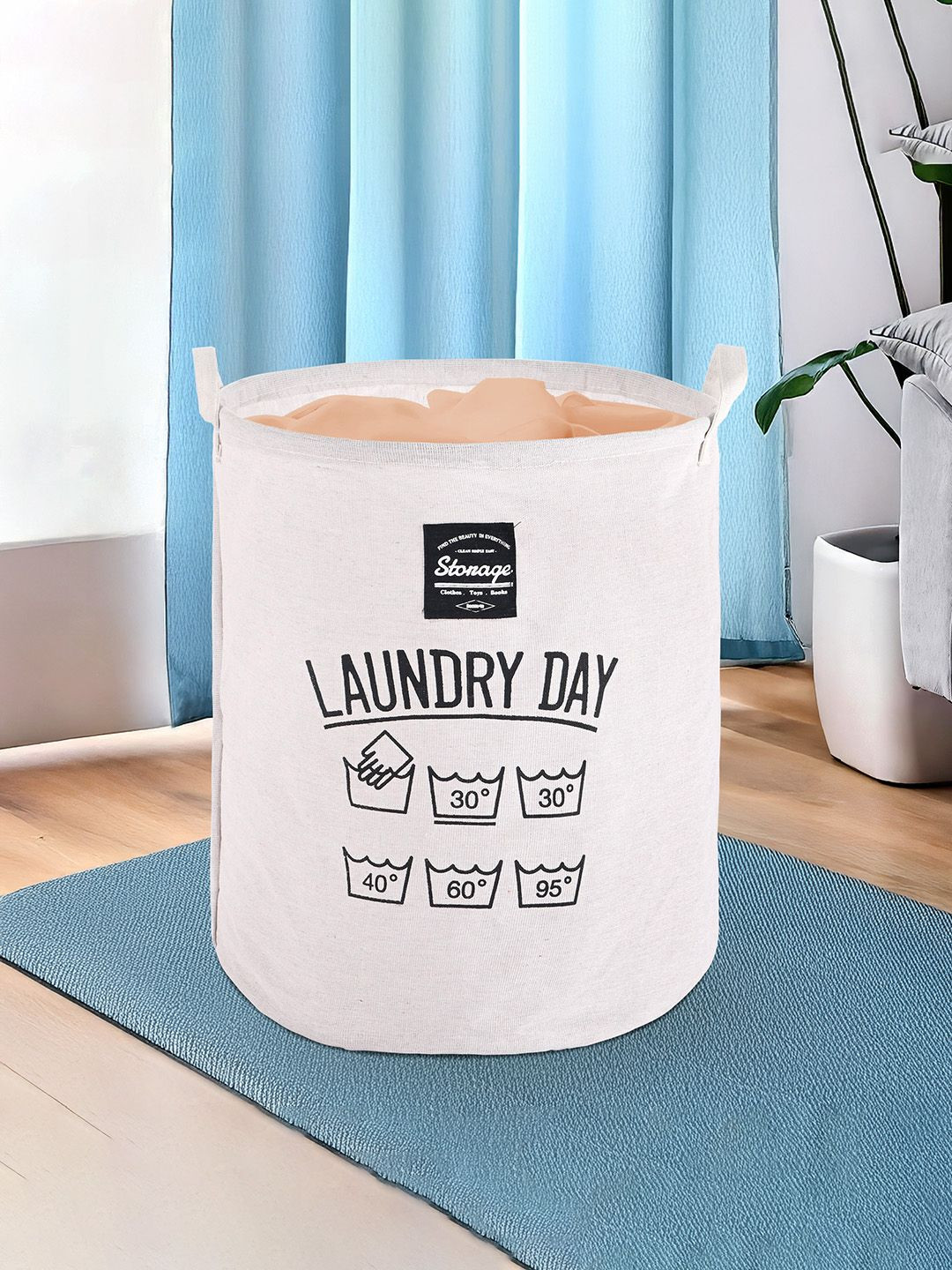 Aura White Foldable Washing Clothes Laundry Basket