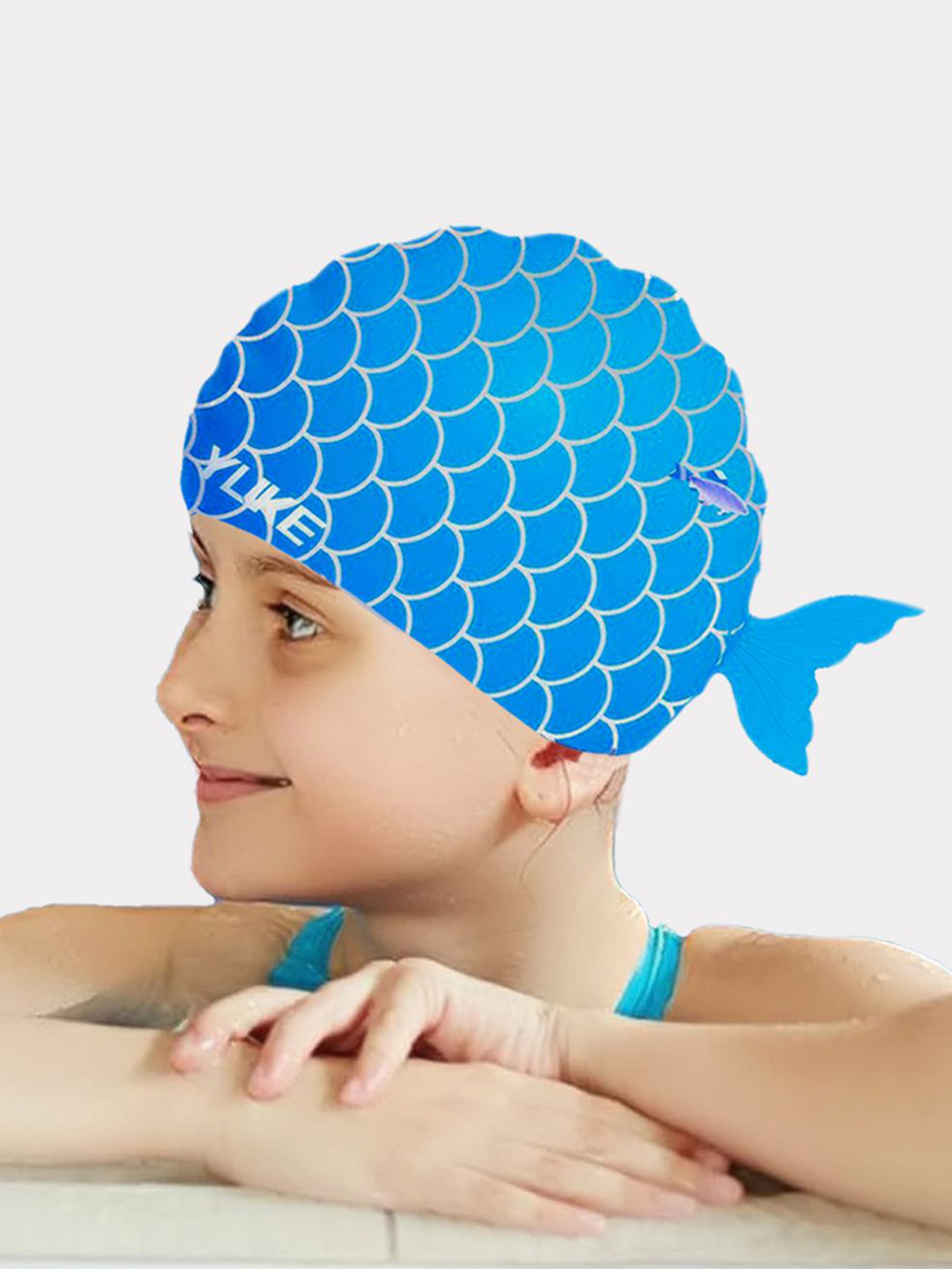 Little Surprise Box LLP Kids Scales Pink Fishy Silicone Kids Swim Cap