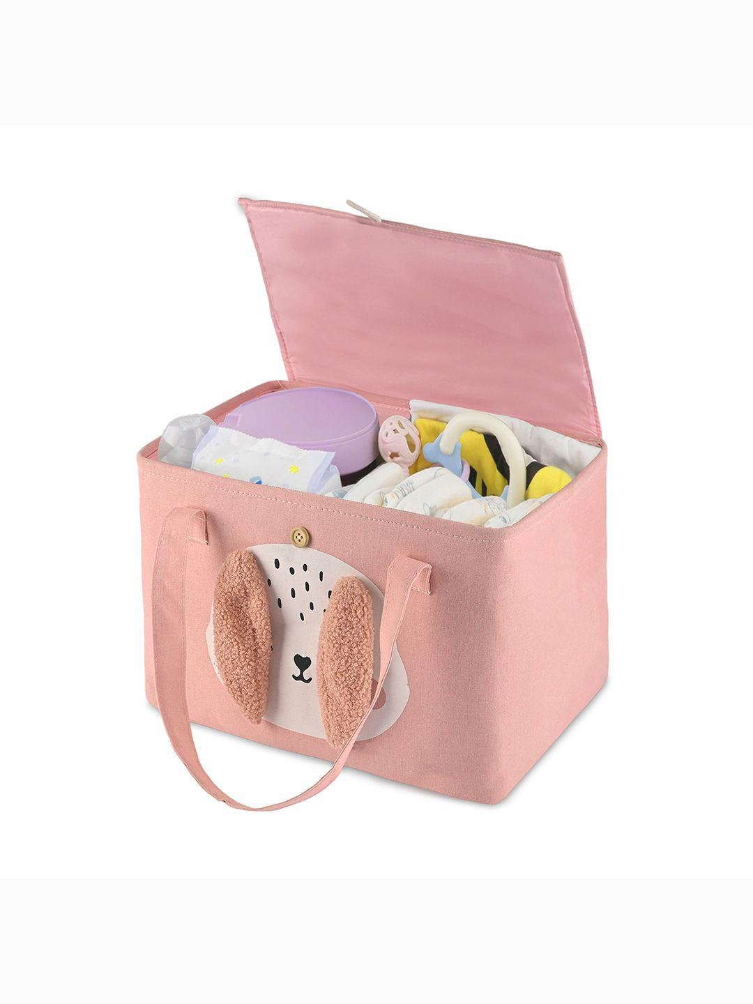 Aura Pink Set of 1 Regular Tote Baby Basket Organisers Caddy Bag