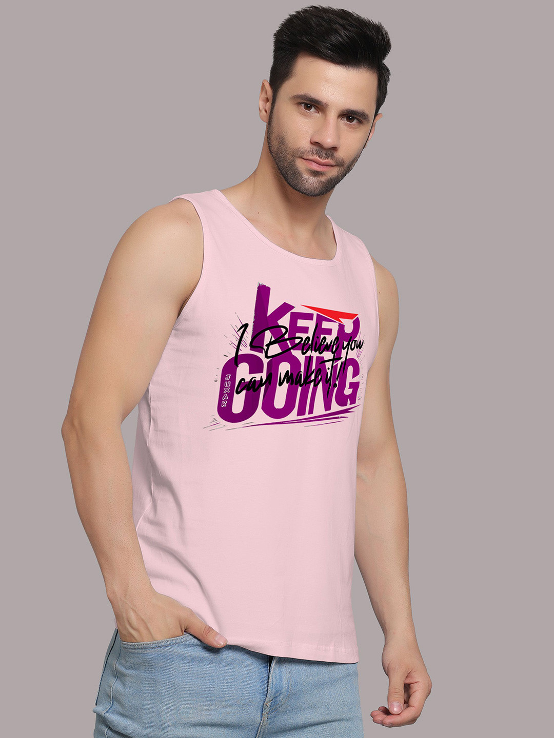 Juxar Men Wear Sando Keep Going Gym Outdoor & Indoor For Gym Wear Sando SDO-021-PK-XS
