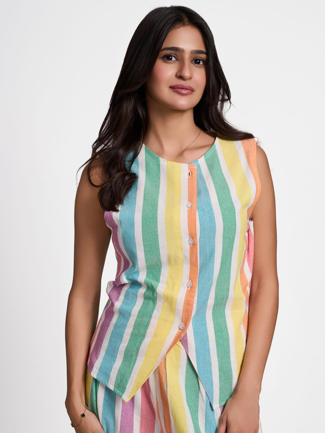 How When Wear Summer Stripes Linen Cami Top