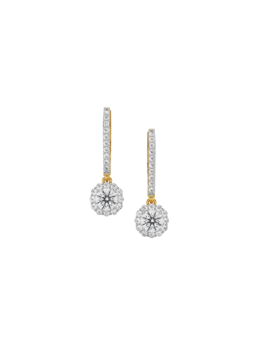 Emori Round Halo Dangler Lab Diamond Earring in 18KT Gold