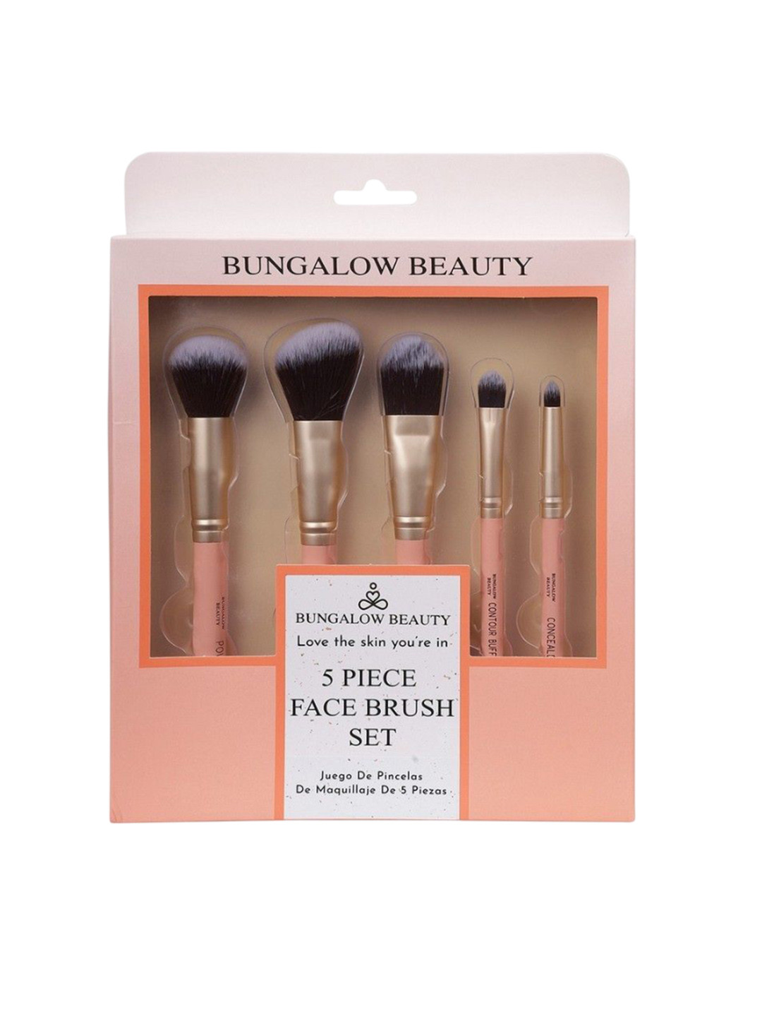 BUNGALOW BEAUTY Set Of 5 Pink Face Powder Brushes