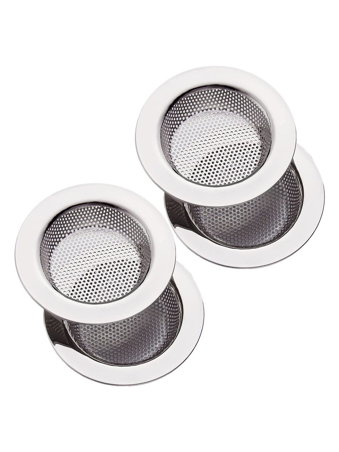 Kuber Industries Stainless Steel 4 Pieces Silver-Toned Kitchen Sink Drain Strainer